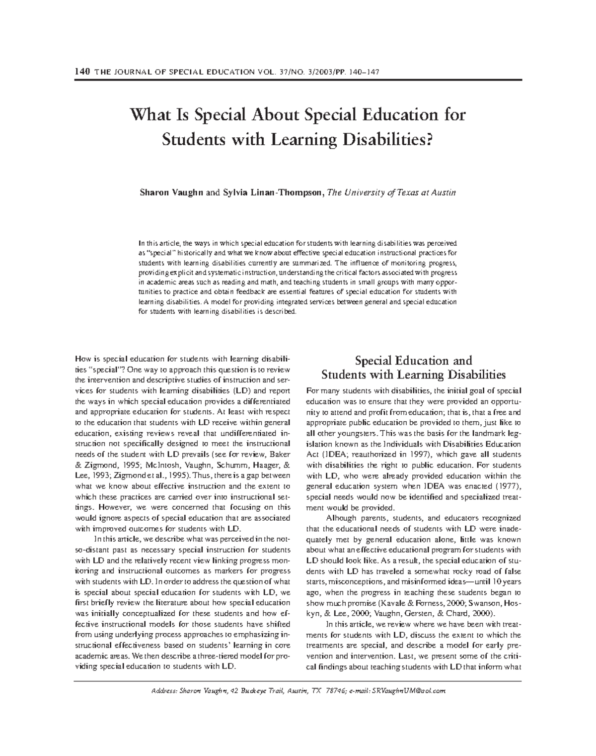 Understanding Special Education for Students with Learning Disabilities ...
