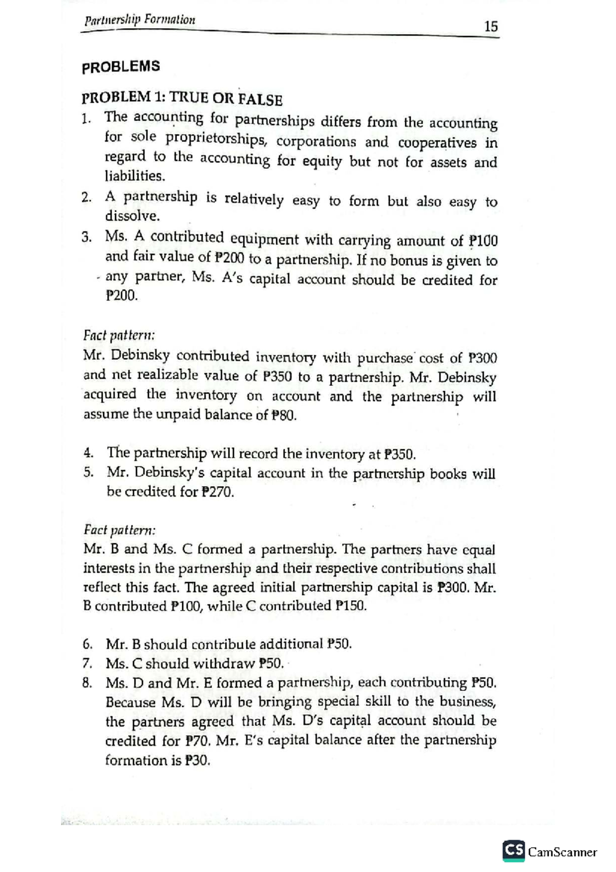 CS Partnership Formation and Operations: True/False & Problem Set - Studocu
