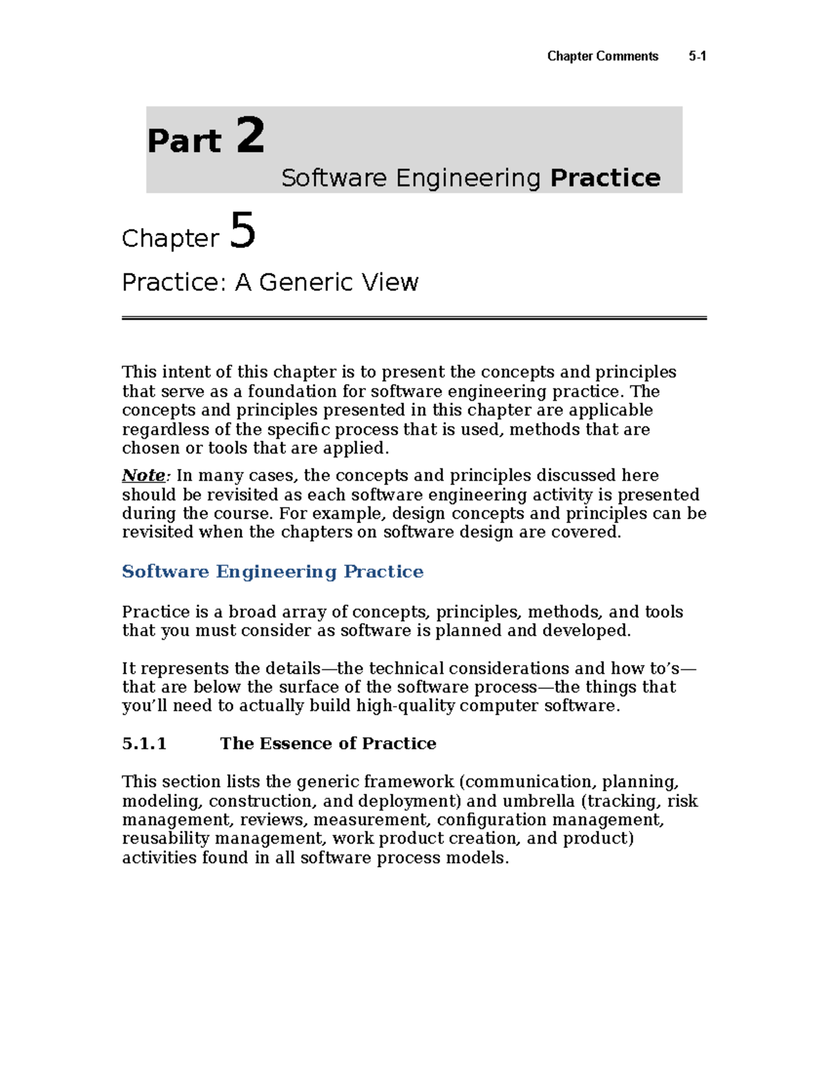 Chapter 5 - Software Engineering Practice Notes (SEPA) - Studocu