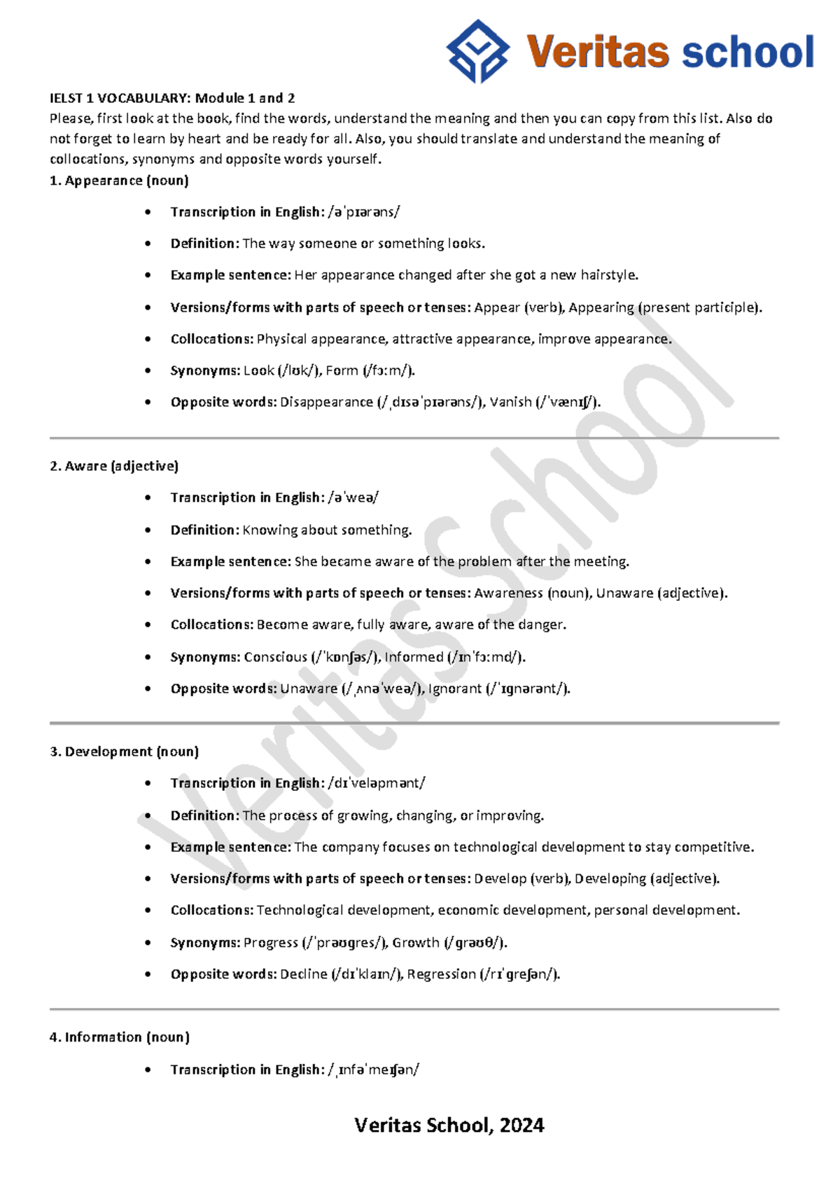 Ielts 1 module 1 and 2 Vocabulary - IELST 1 VOCABULARY: Module 1 and 2 ...