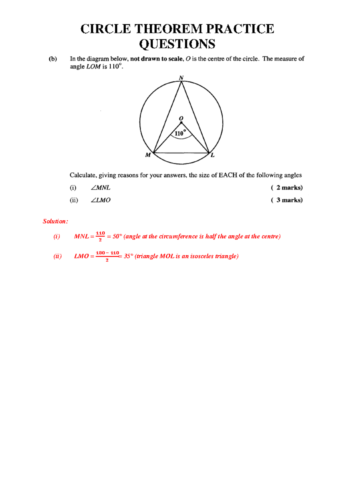Circle Theorem Practice Questions - Health Science - CIRCLE THEOREM ...