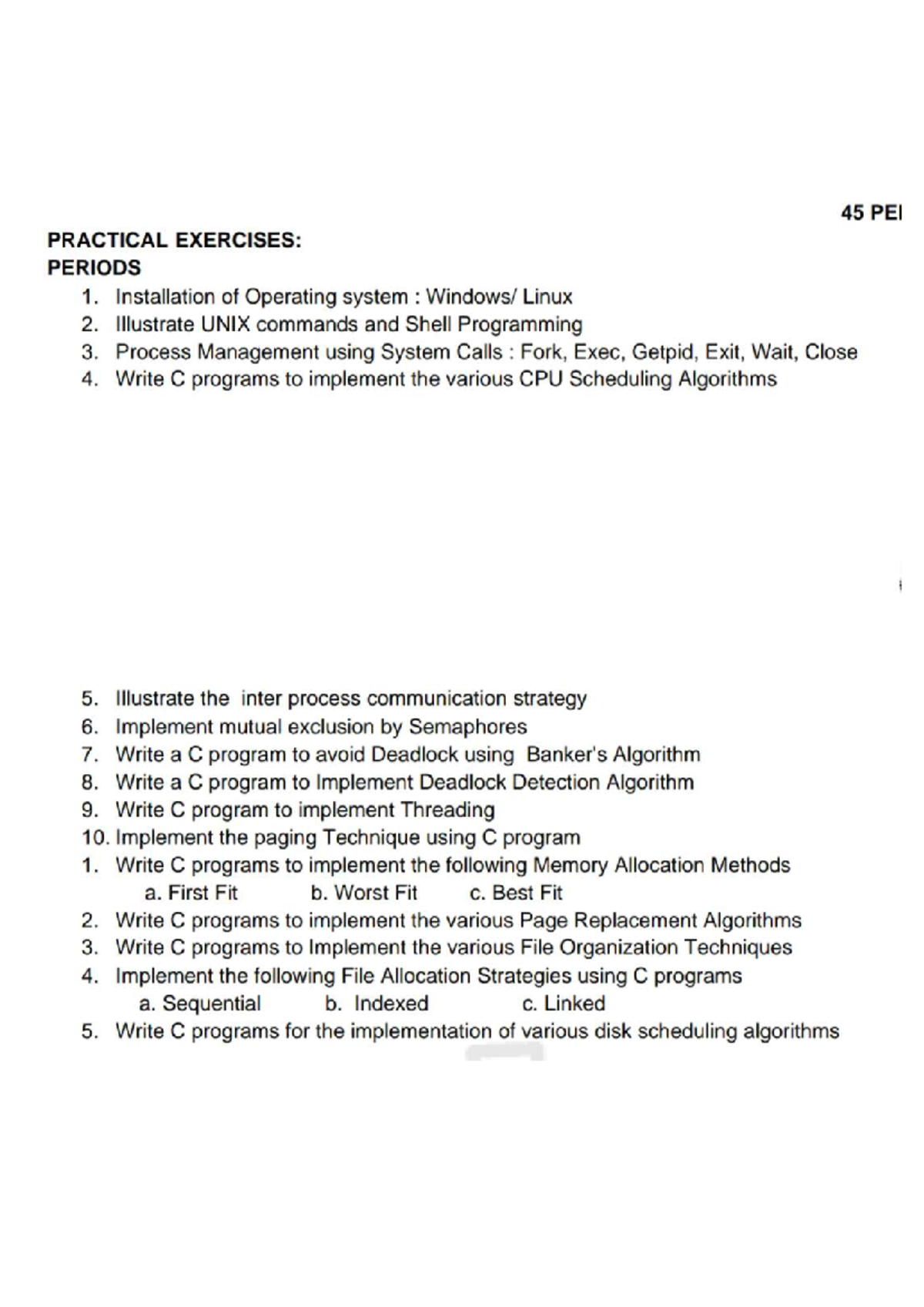 OS LAB practical exercises: installation, commands, and algorithms ...