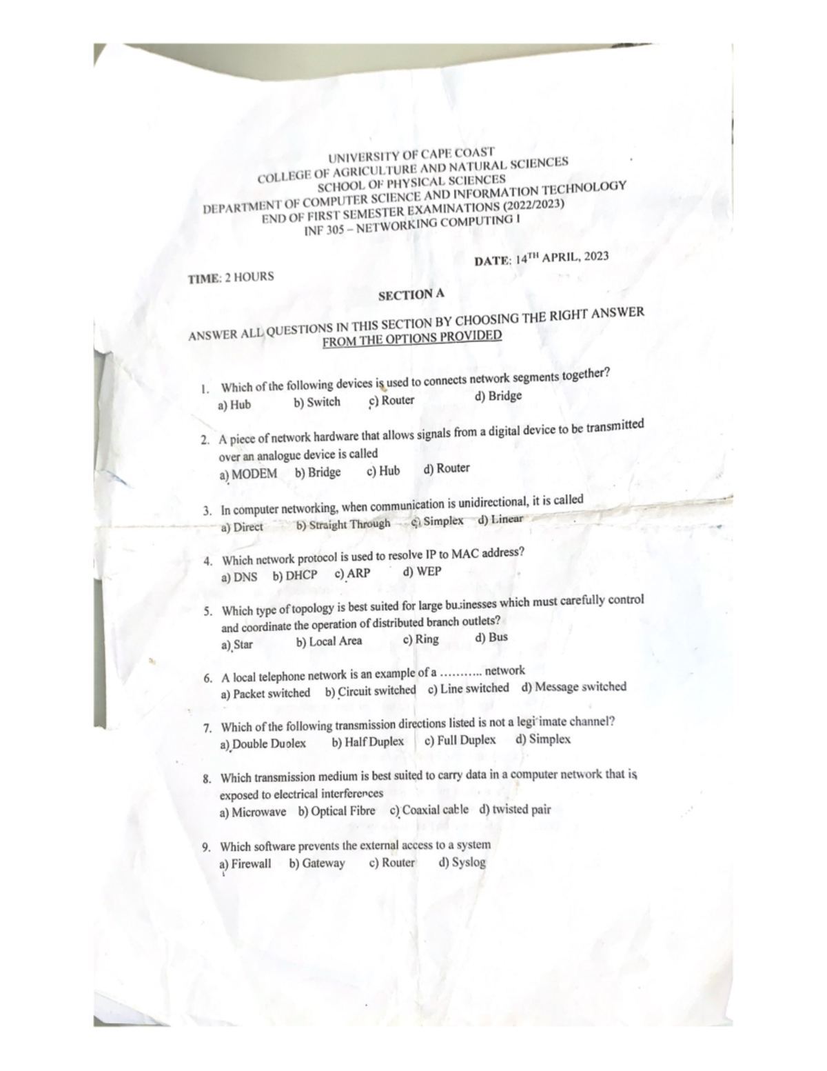 Networking Exam 2 - Comprehensive Exam Paper Guide - Studocu