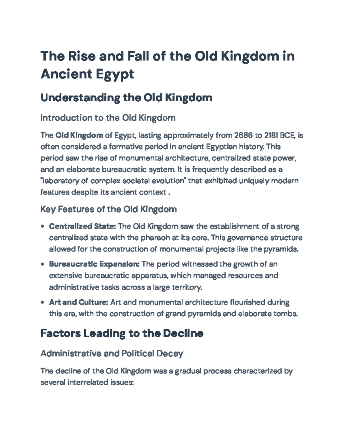 The Rise and Fall of the Old Kingdom: Insights into Ancient Egypt's ...