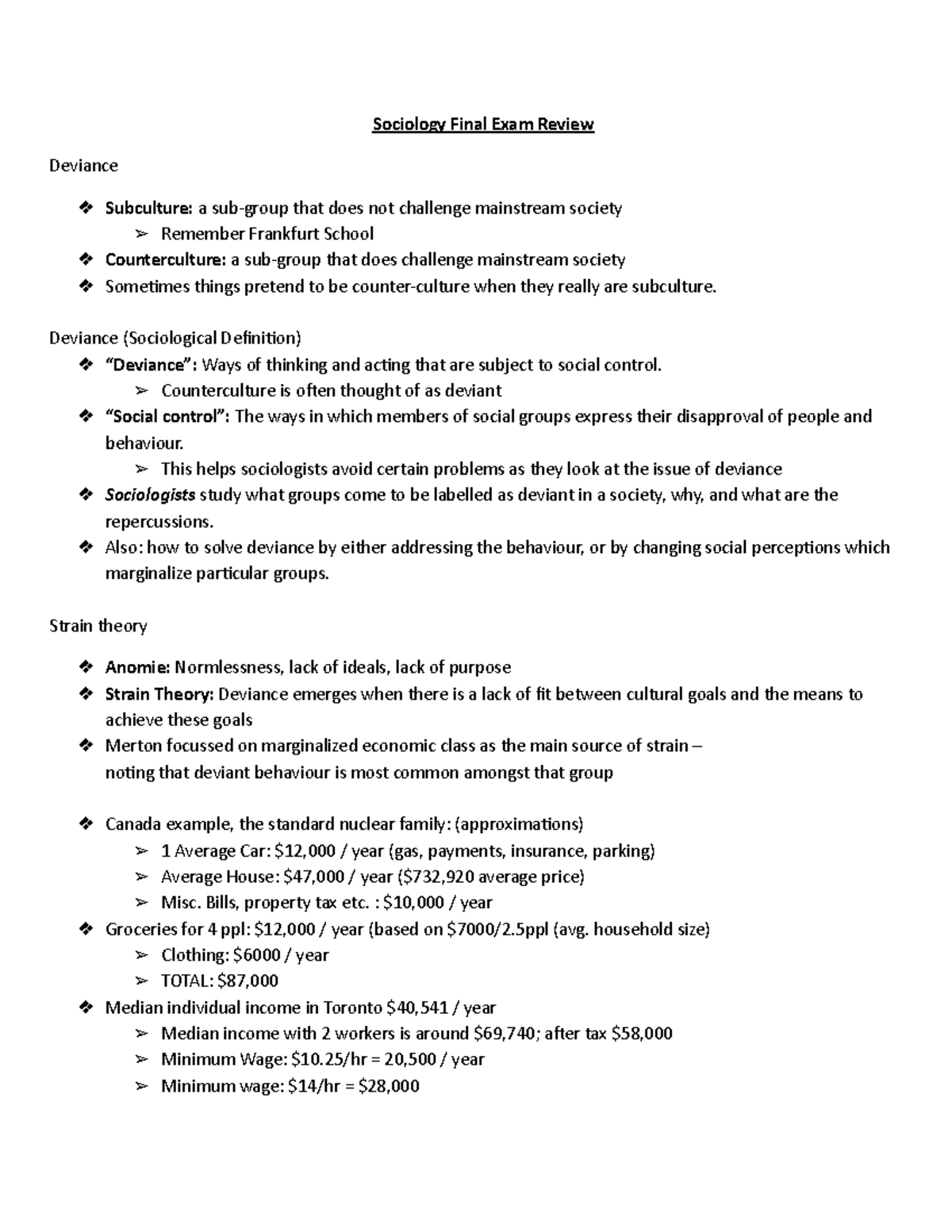 Sociology Final Exam Review - Sociology Final Exam Review Deviance ...