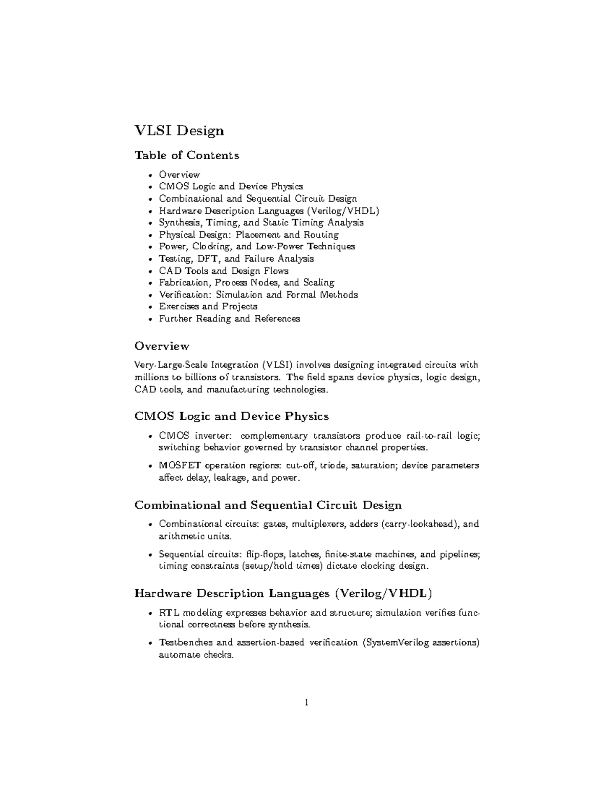VLSI Design Notes: Overview and Key Concepts in CMOS Logic - Studocu