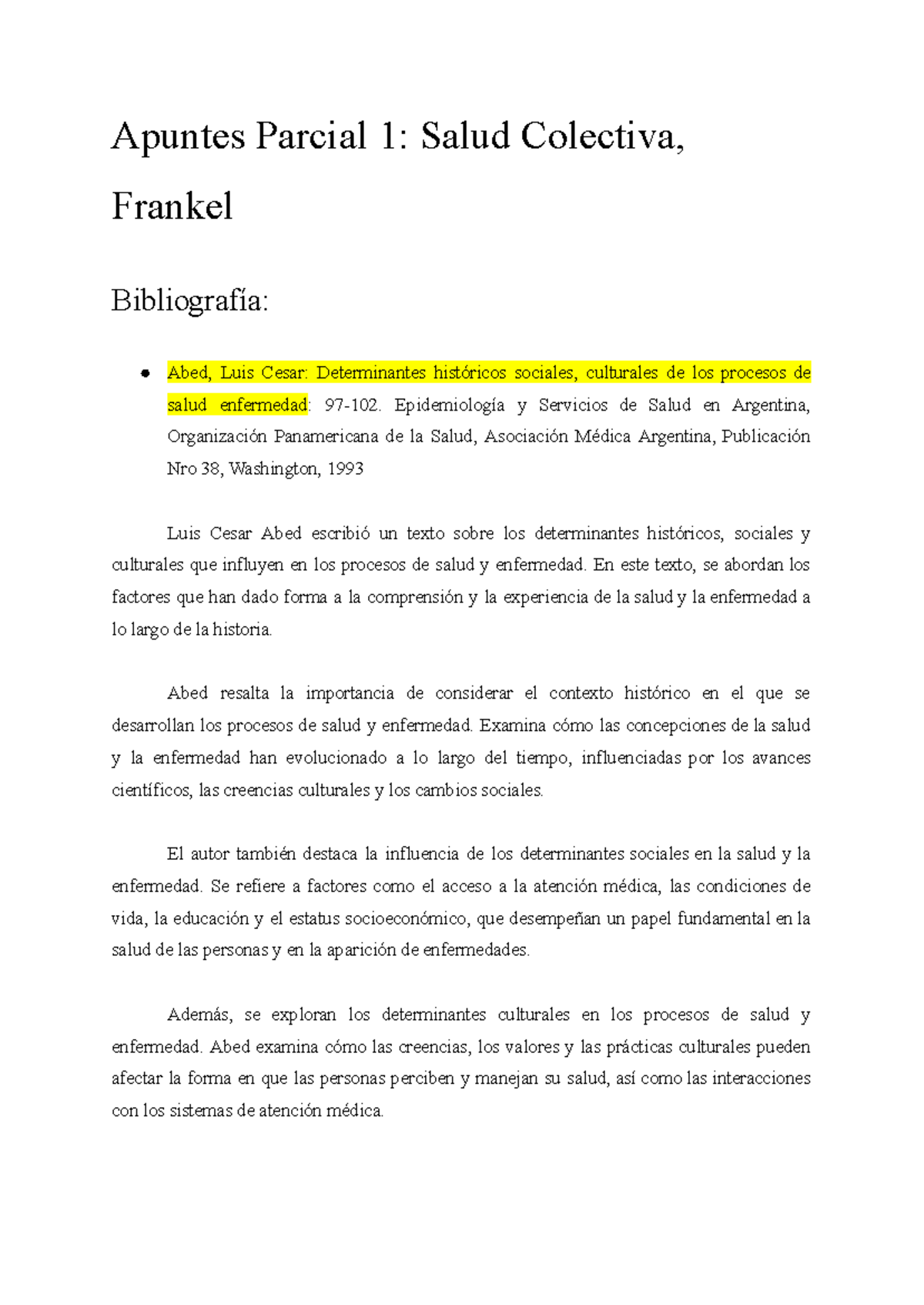 Apuntes Finales Salud Colectiva - Parcial 1 (Cód. Salud 101) - Document Preview