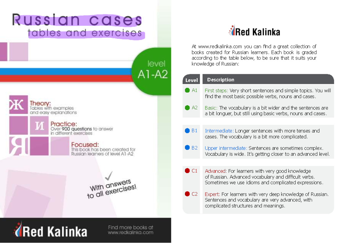 Russian Cases A1-A2: Tables and Exercises for Learners - Document Preview