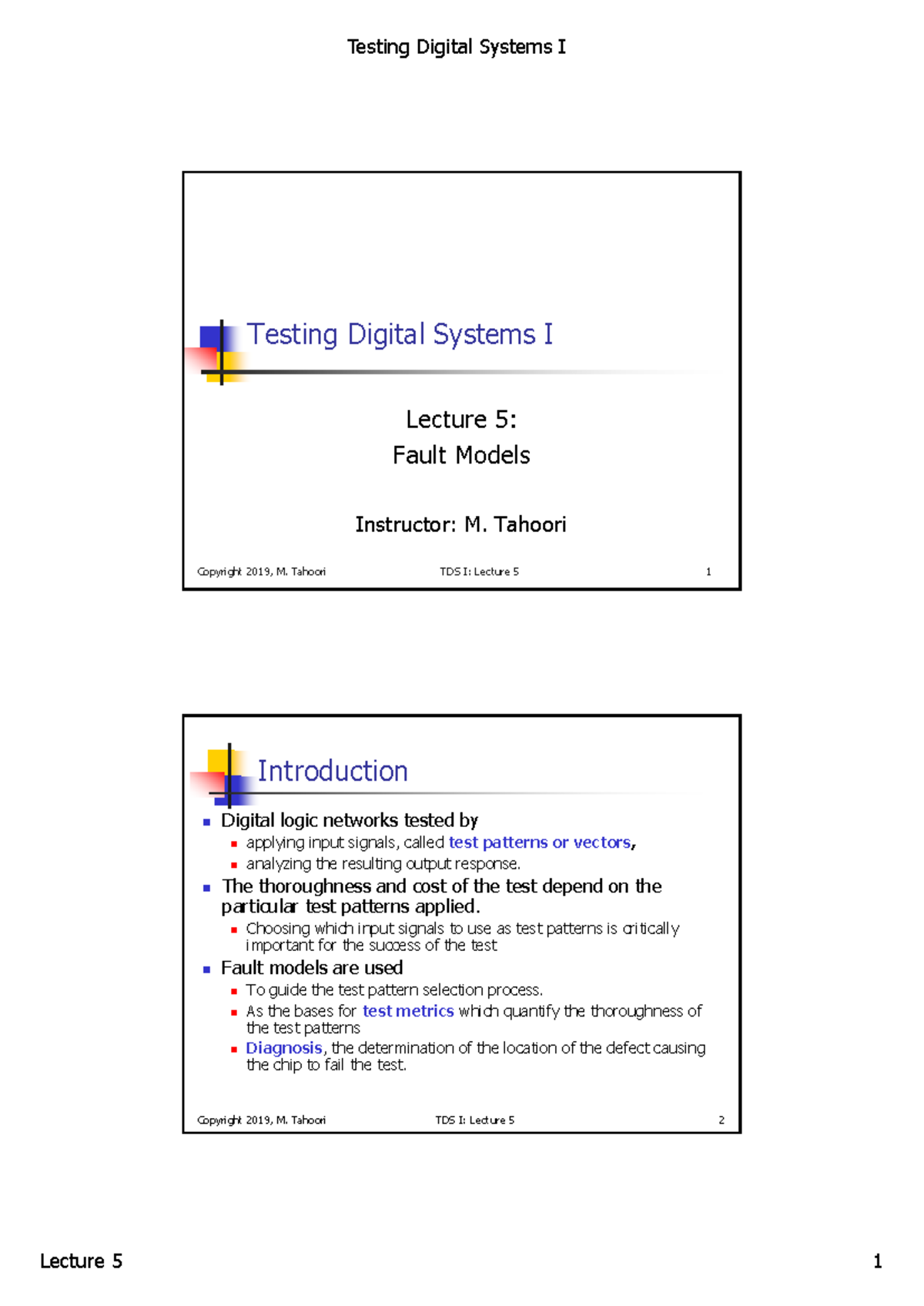 TDS I: Lecture 5 - Fault Models and Their Effectiveness - Studocu