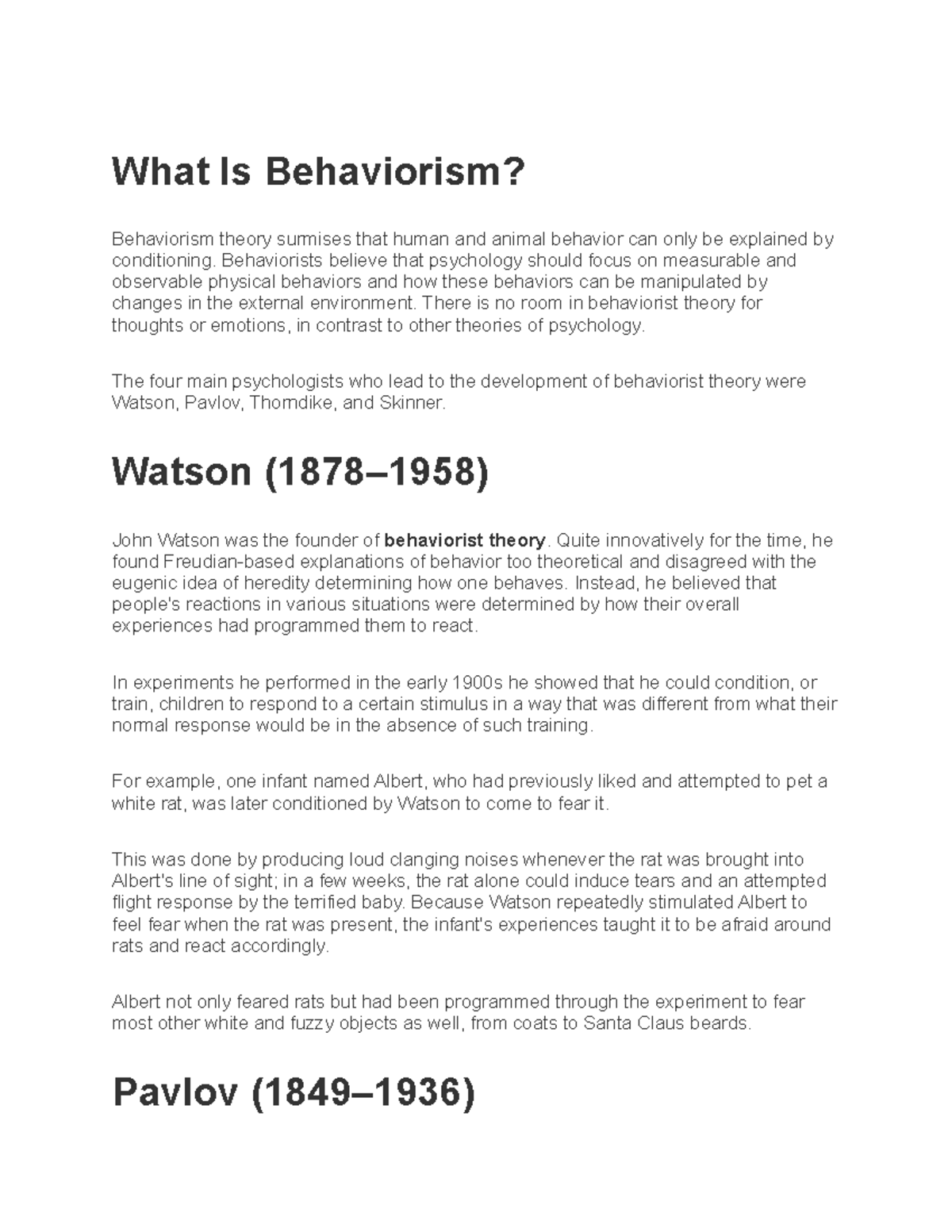 Behaviorism (Psych 101): Learning Theory Explained by Key Figures - Studocu