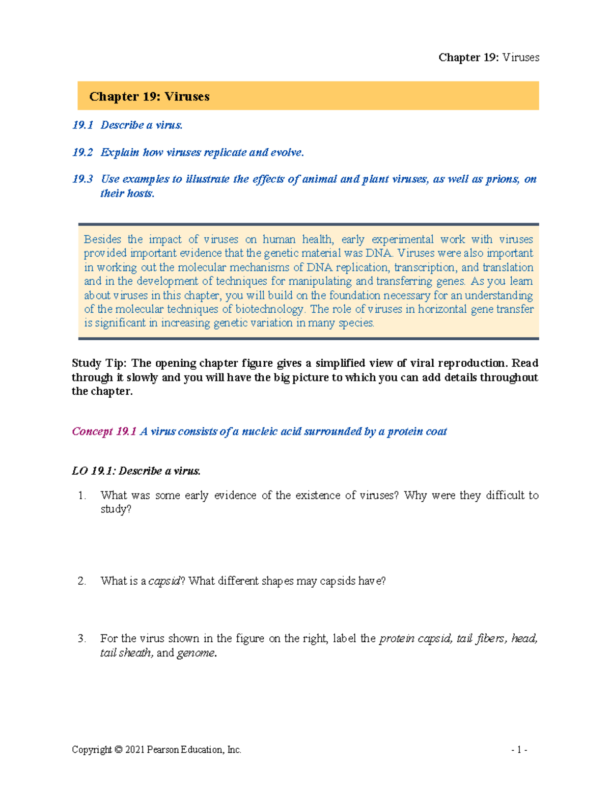 Ch 19: Viruses - Guided Reading & Key Concepts - Studocu