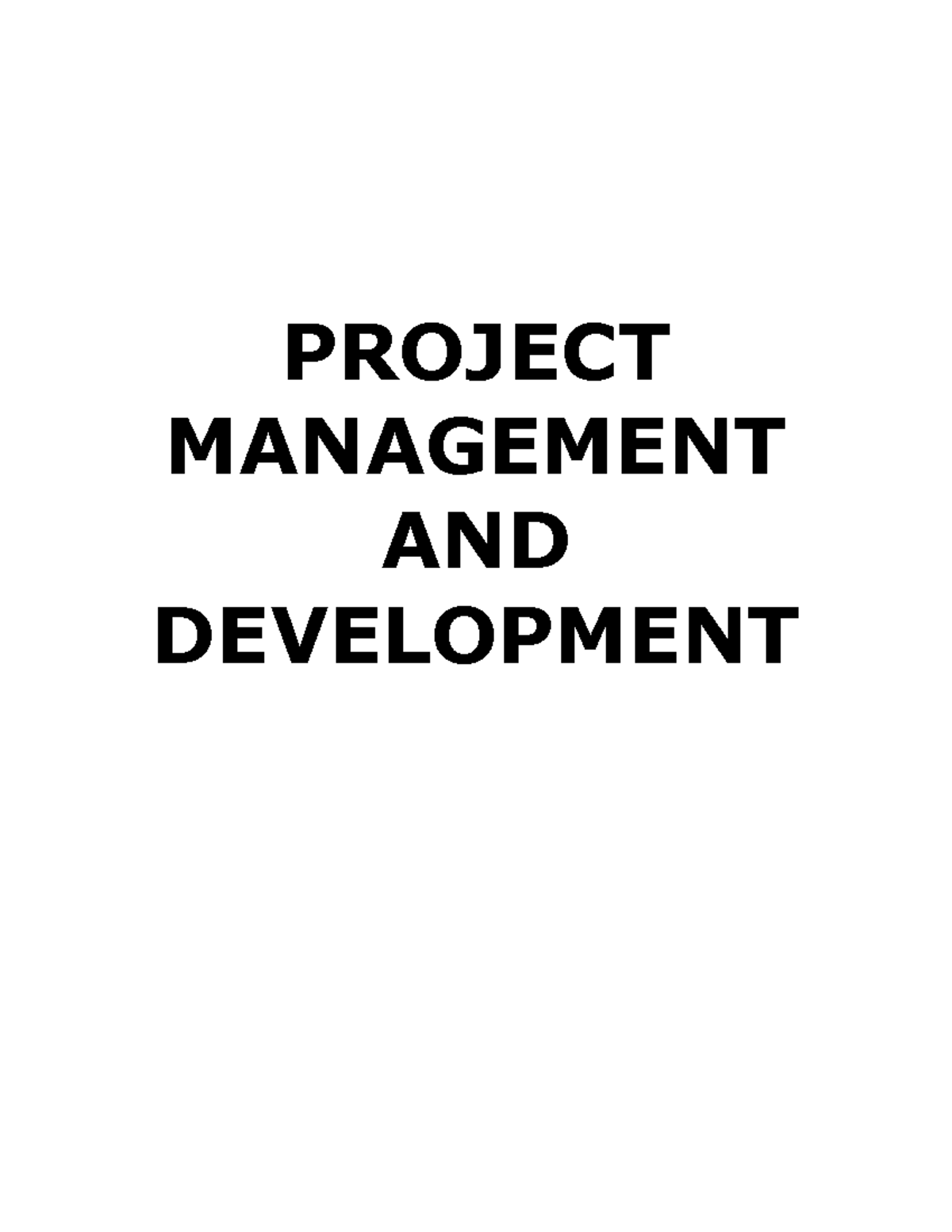 PMD 101: Intro to Project Management & Development - Chapter 1 - Studocu
