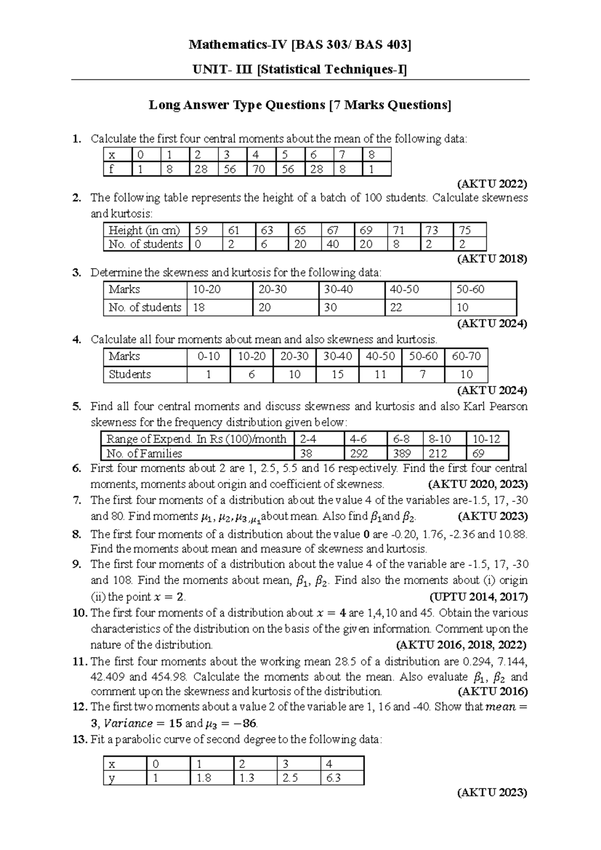 BAS Long Answer & Short Answer Questions with Solutions (AKTU) - Studocu