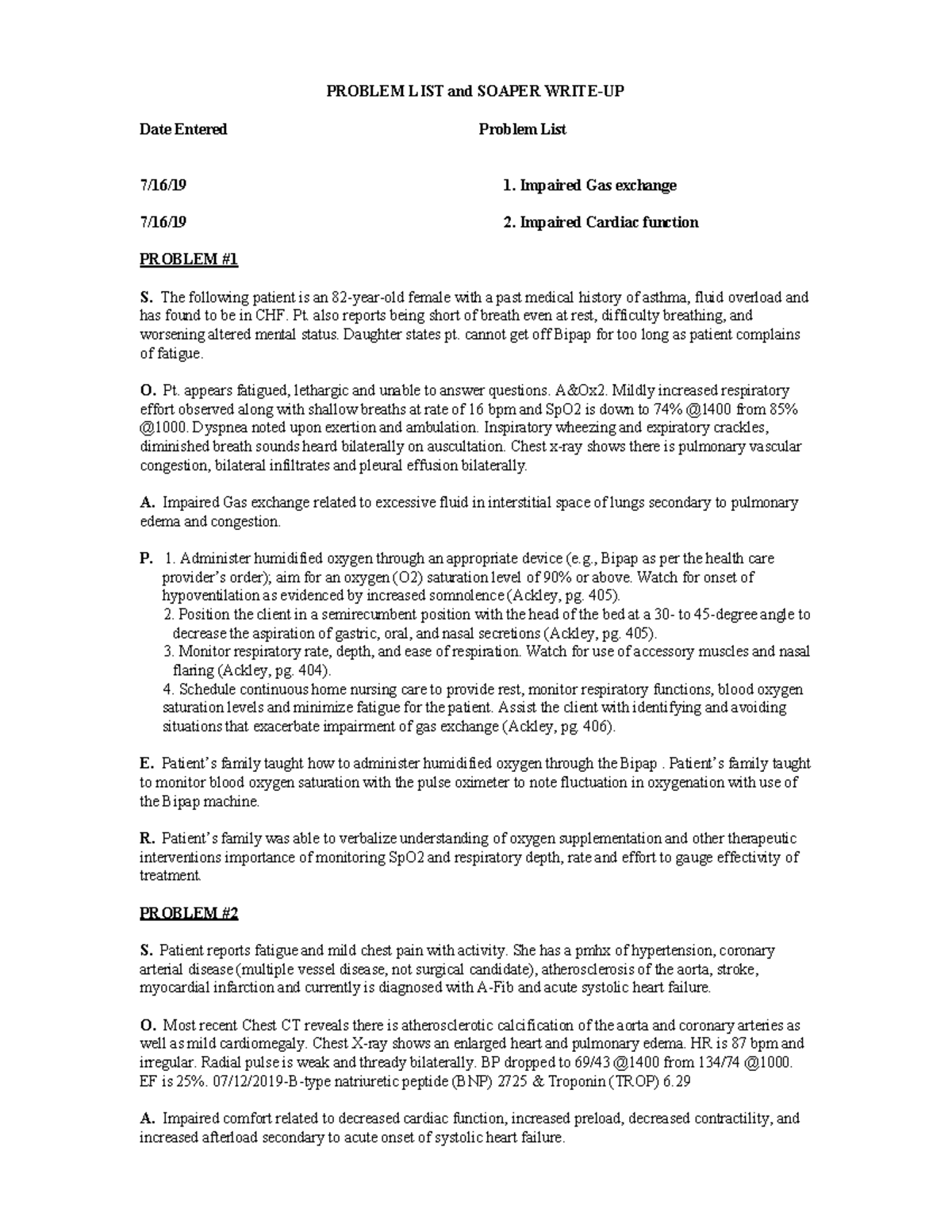Problem List and Soaper write up (E - PROBLEM LIST and SOAPER WRITE-UP ...