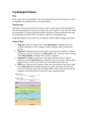 Sleep Psychology - Study Notes & Assignments - Studocu