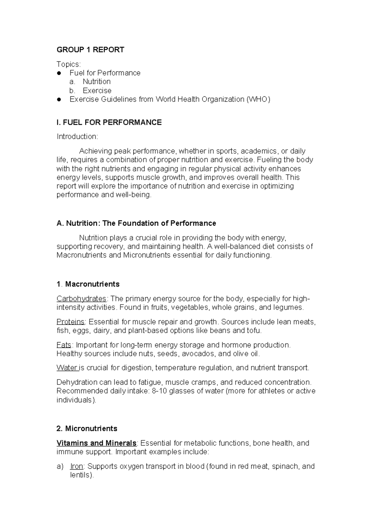 UTS Summary - 1st lesson of Exercise-based fitness activities. - GROUP ...
