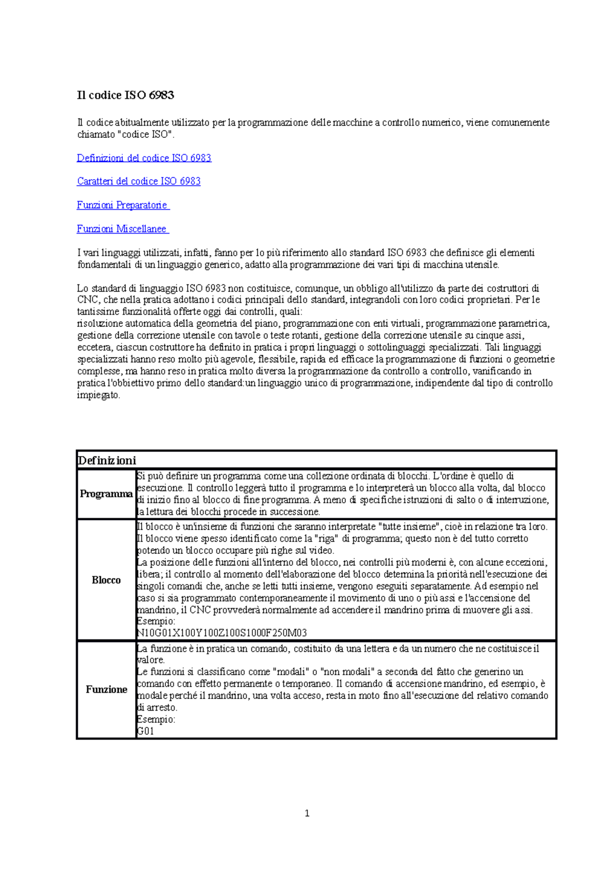 Appunti su ISO 6983 - Tecnologia Meccanica - a.a. 2015/2016 - Studocu