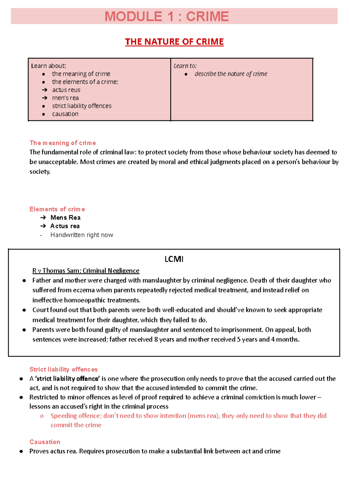 Legal notes- crime - PPPPPPPPPP MODULE 1 : CRIMEPPPPPPPPPPPP THE NATURE ...