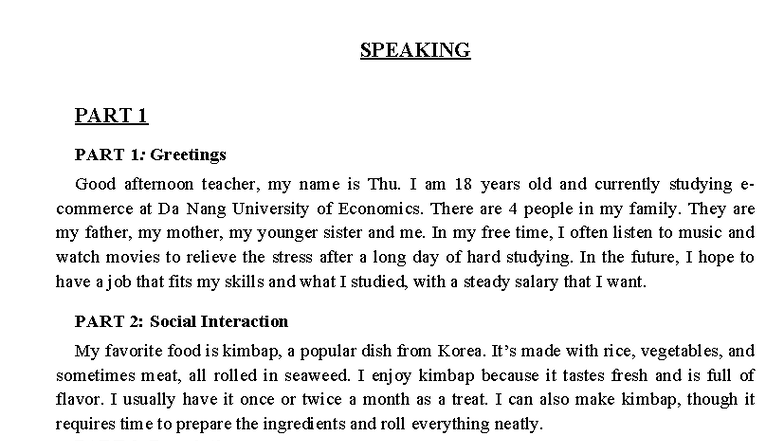SPEAKING - ENGLISH: Personal Introductions & Social Interactions - Studocu