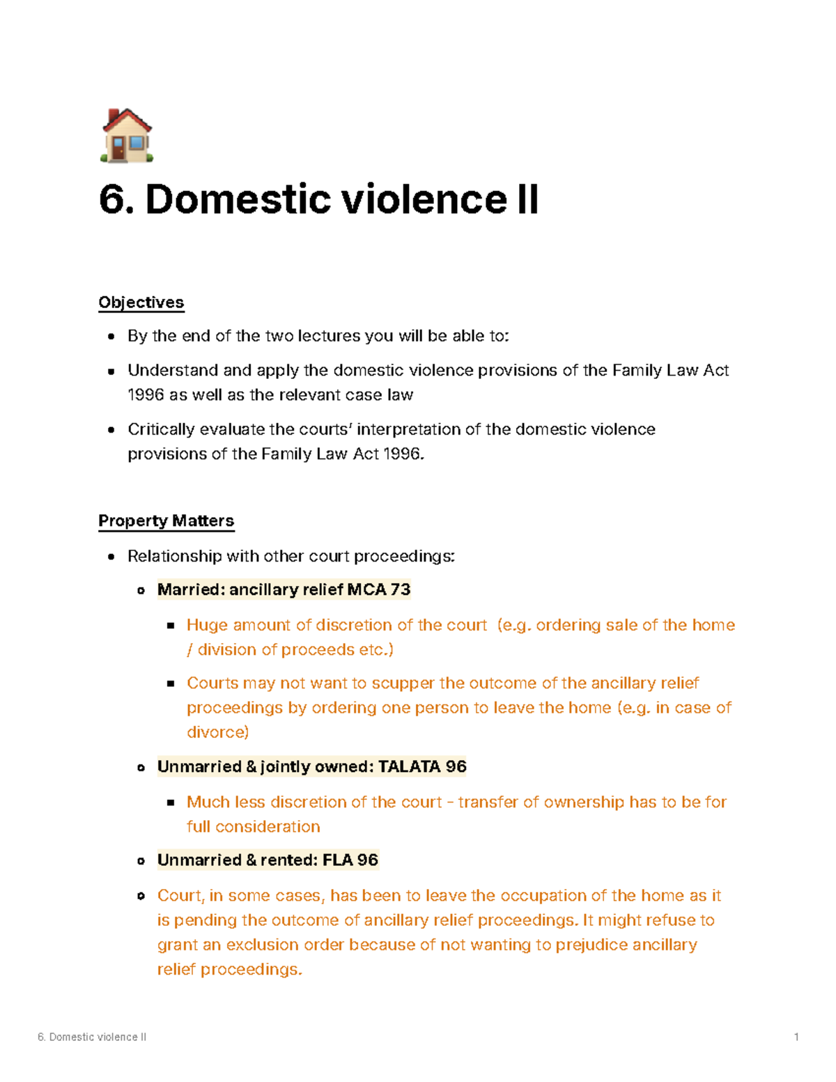 Domestic Violence II: Understanding Family Law Act 1996 Provisions ...