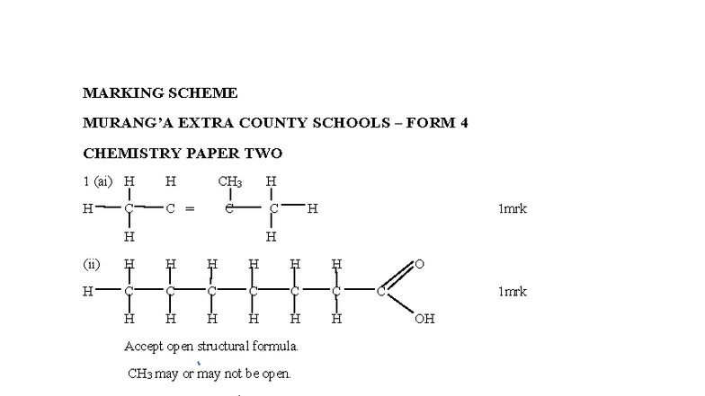 MECS Chemistry Paper 2 Marking Scheme - Form 4 - Studocu