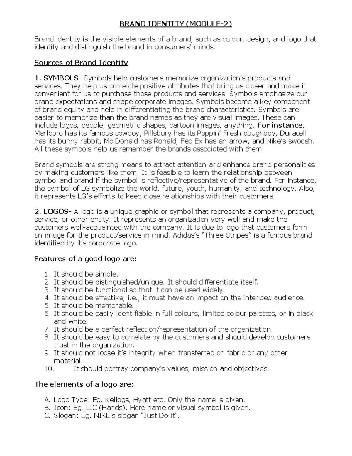 BM Module 2 - Brand Identity and Promotion Notes - Studocu