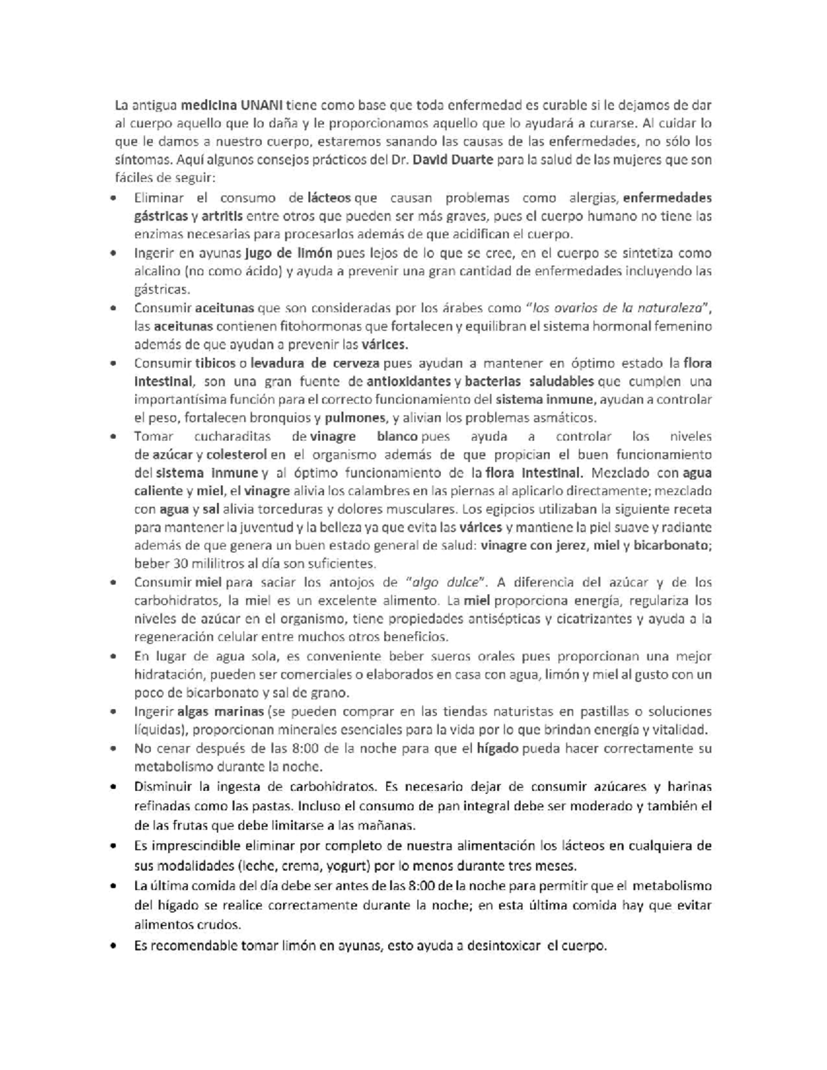 Sistema Unani: Consejos Prácticos para la Salud Femenina - Document Preview
