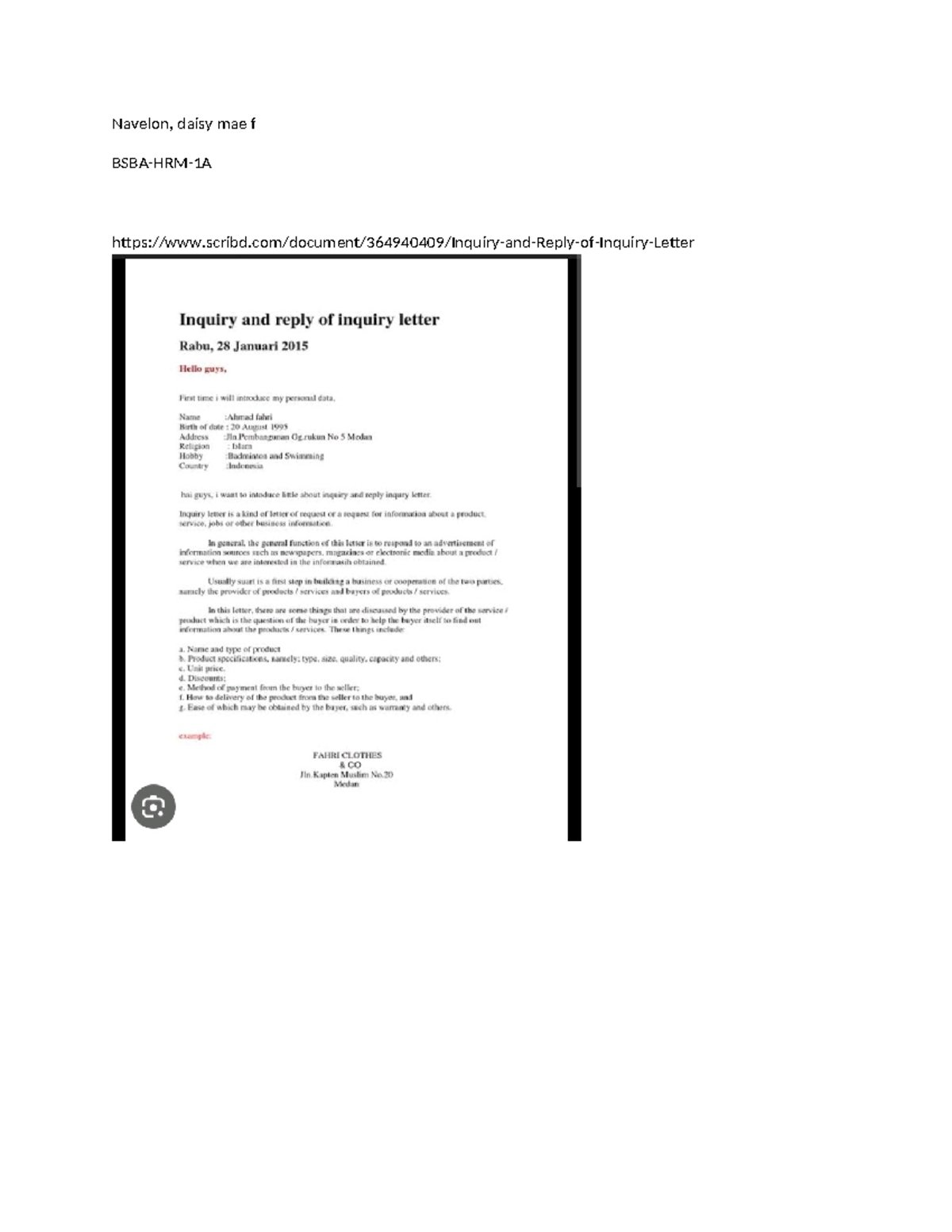 Inquiry and Reply Letter Example: Understanding Business Communication ...