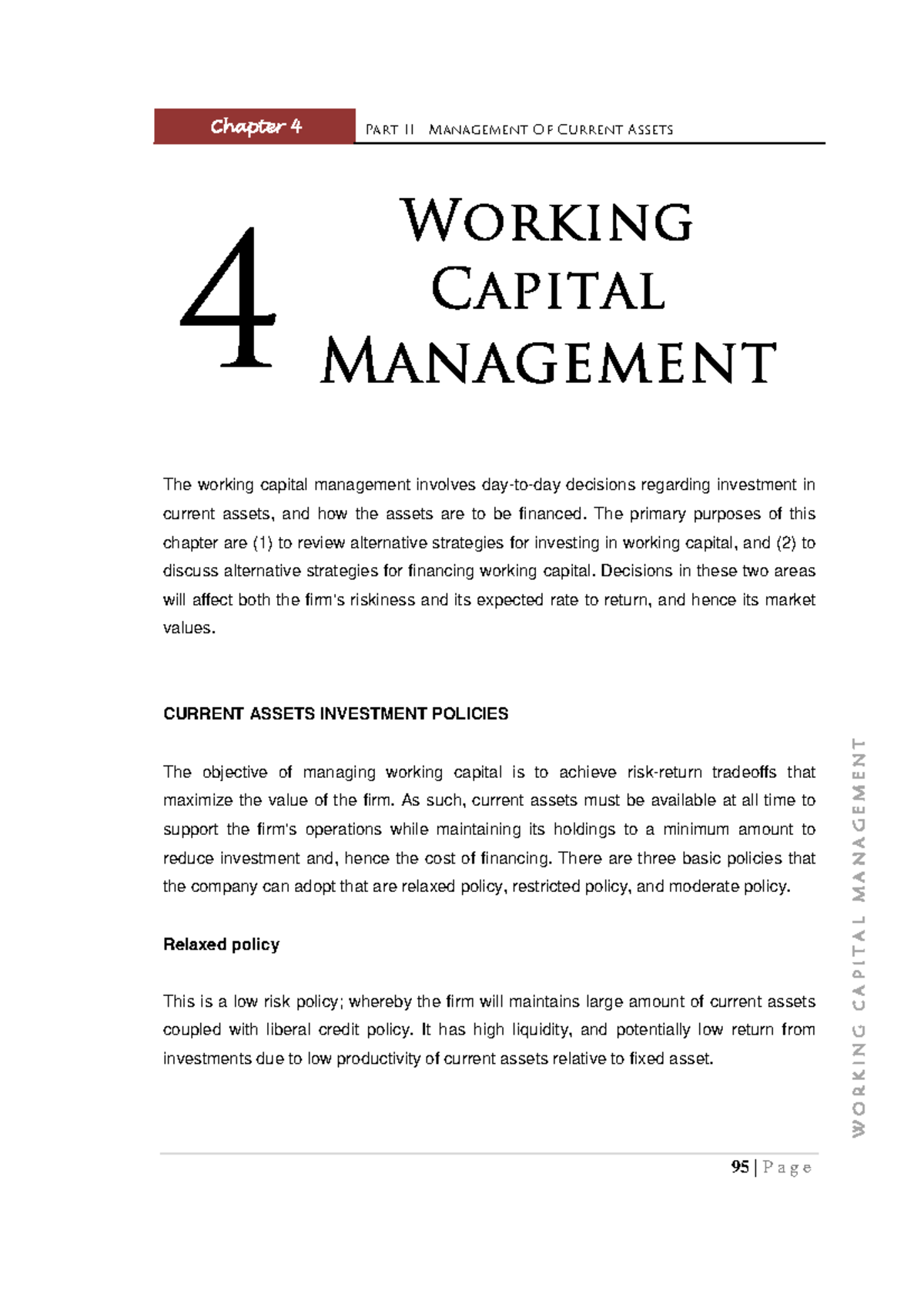 FIN420 Chapter 4: Working Capital Management Strategies and Approaches ...