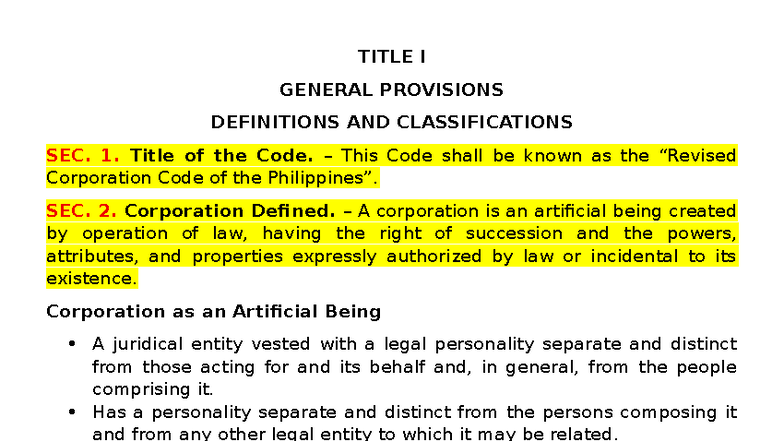 Buslaw Title 1-3 - gege - TITLE I GENERAL PROVISIONS DEFINITIONS AND ...