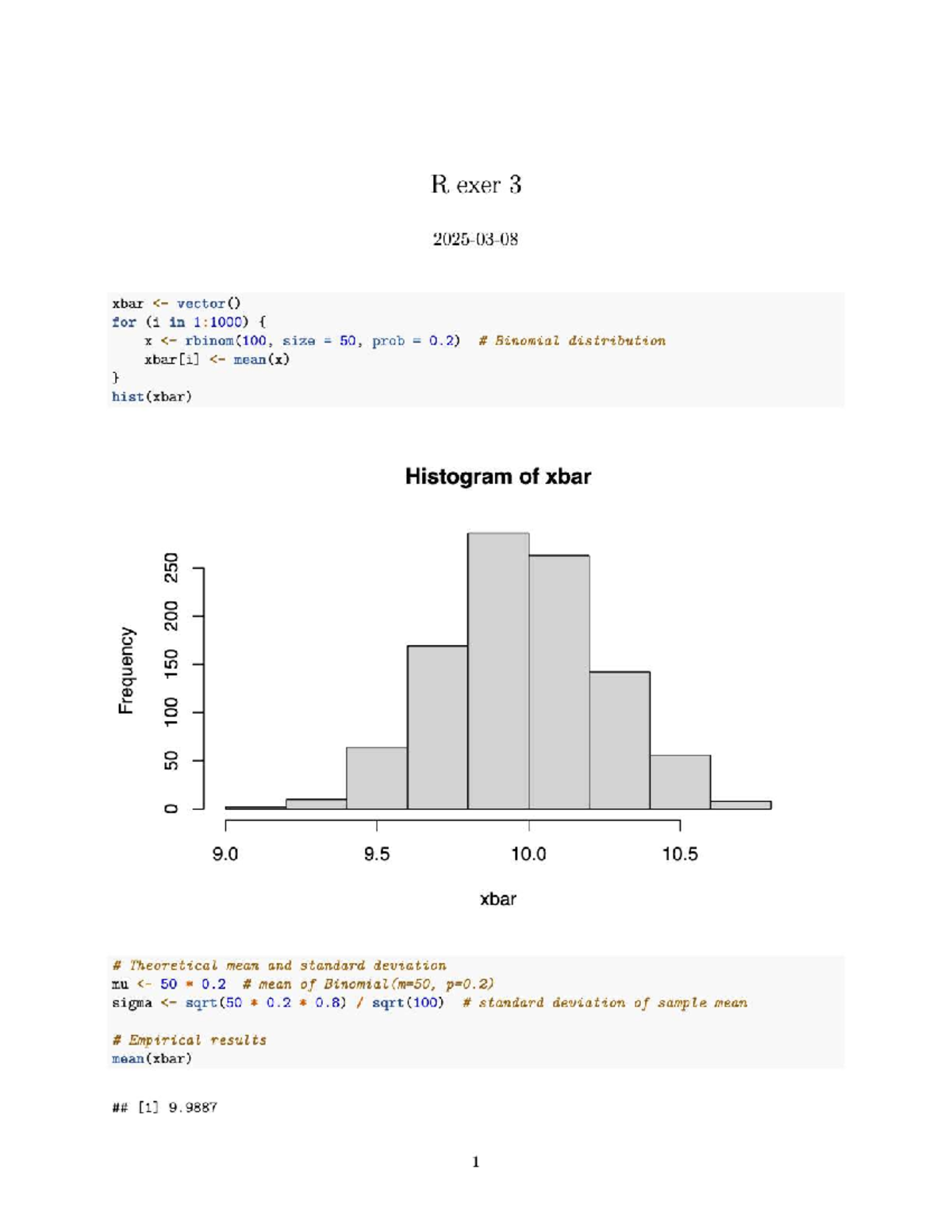 R 200 - Exercise 3: Creating a histogram in RStudio - Studocu