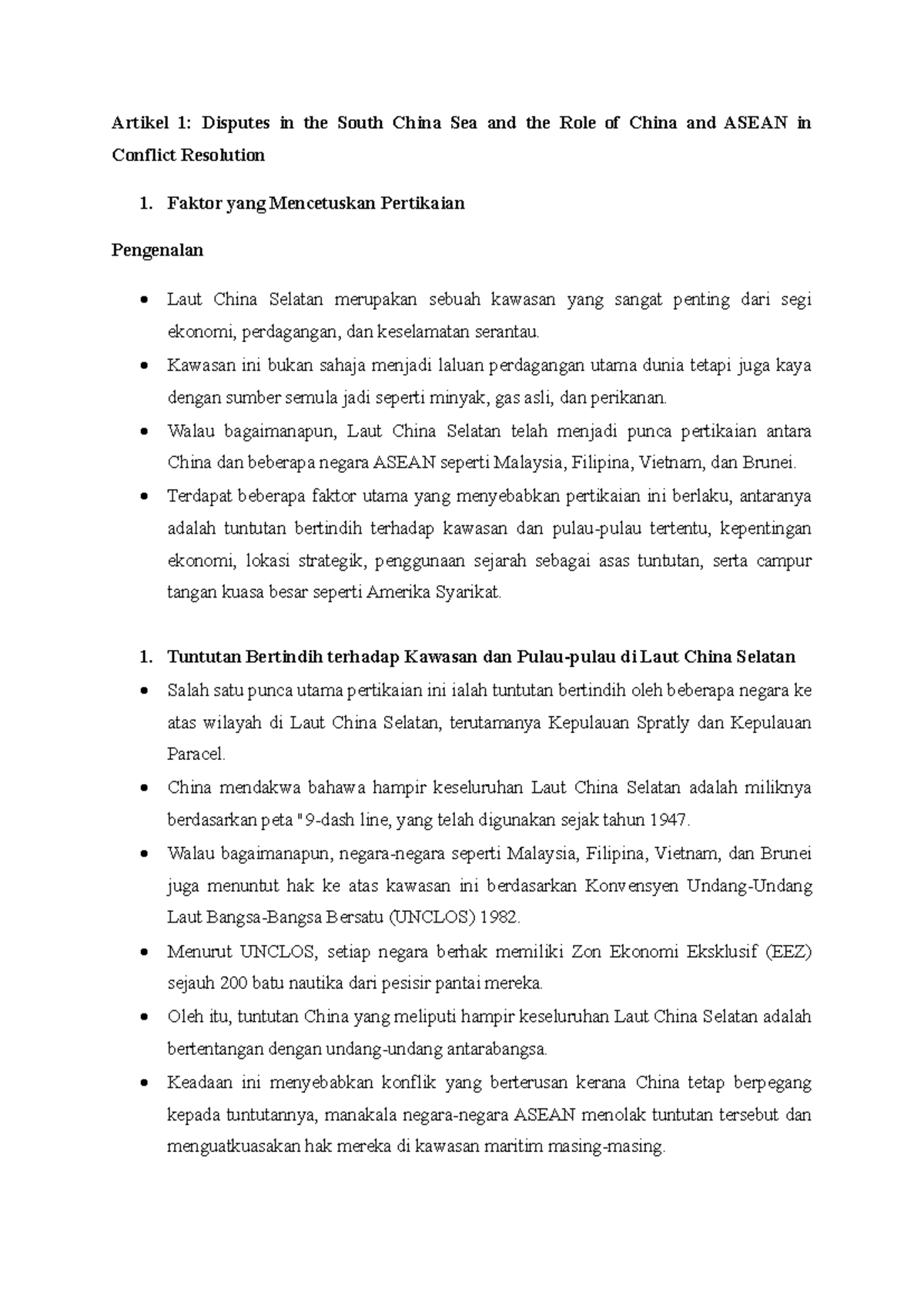 NOTA Asean: Disputes in the South China Sea and ASEAN's Role in ...