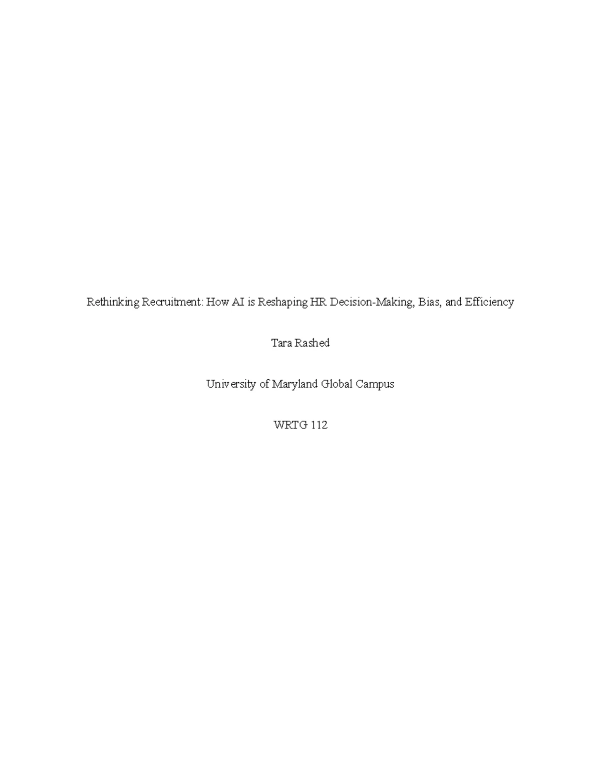 AI in HR: Transforming Recruitment & Addressing Bias - Assignment 2 ...