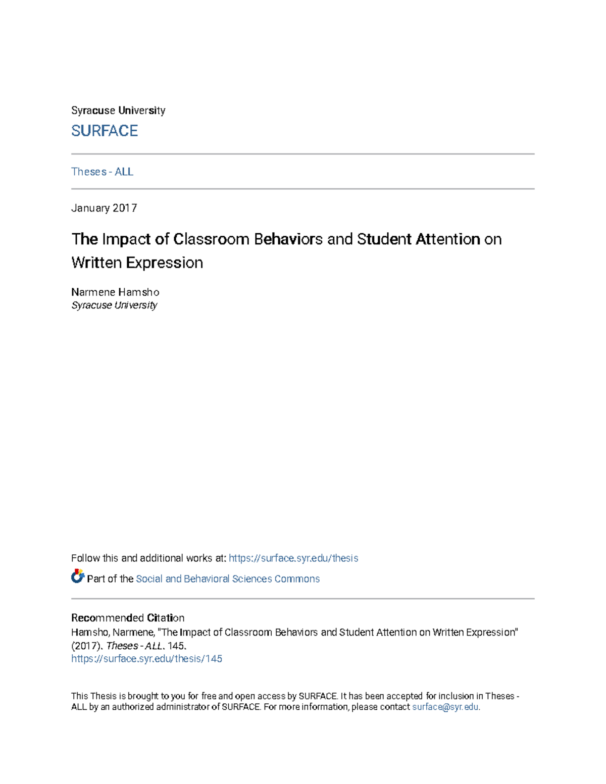 The Impact of Classroom Behaviors and Attention on 3rd Graders' Writing ...