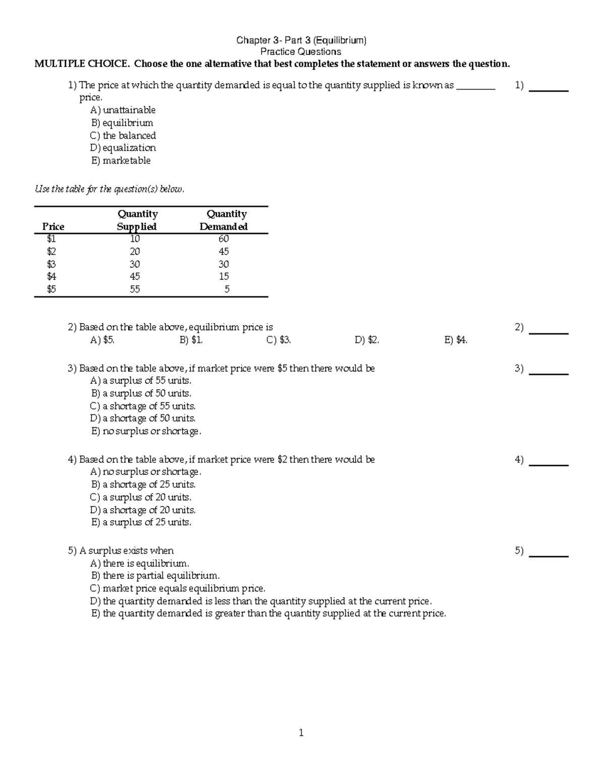 Chapter 3-Part3-EQ - Chapter 3- Part 3 (Equilibrium) Practice Questions ...