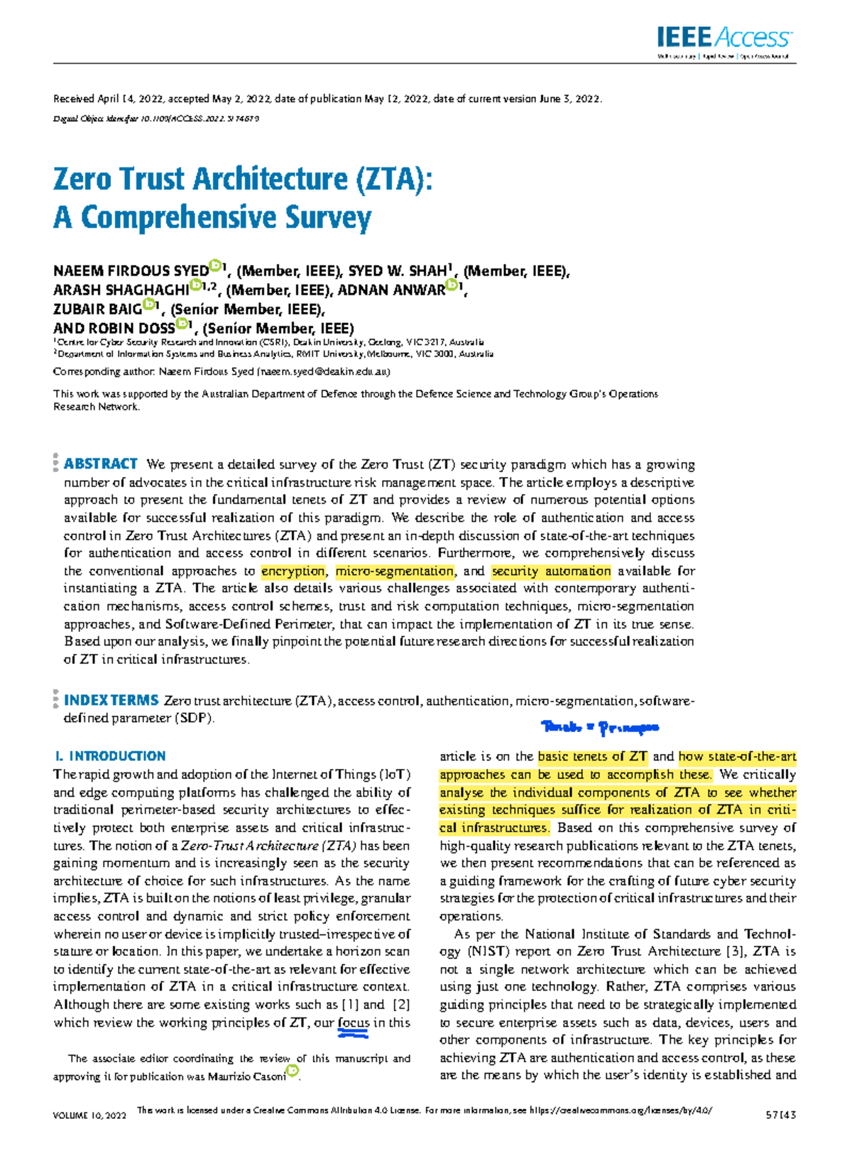 A Comprehensive Survey on Zero Trust Architecture (ZTA) - Studocu