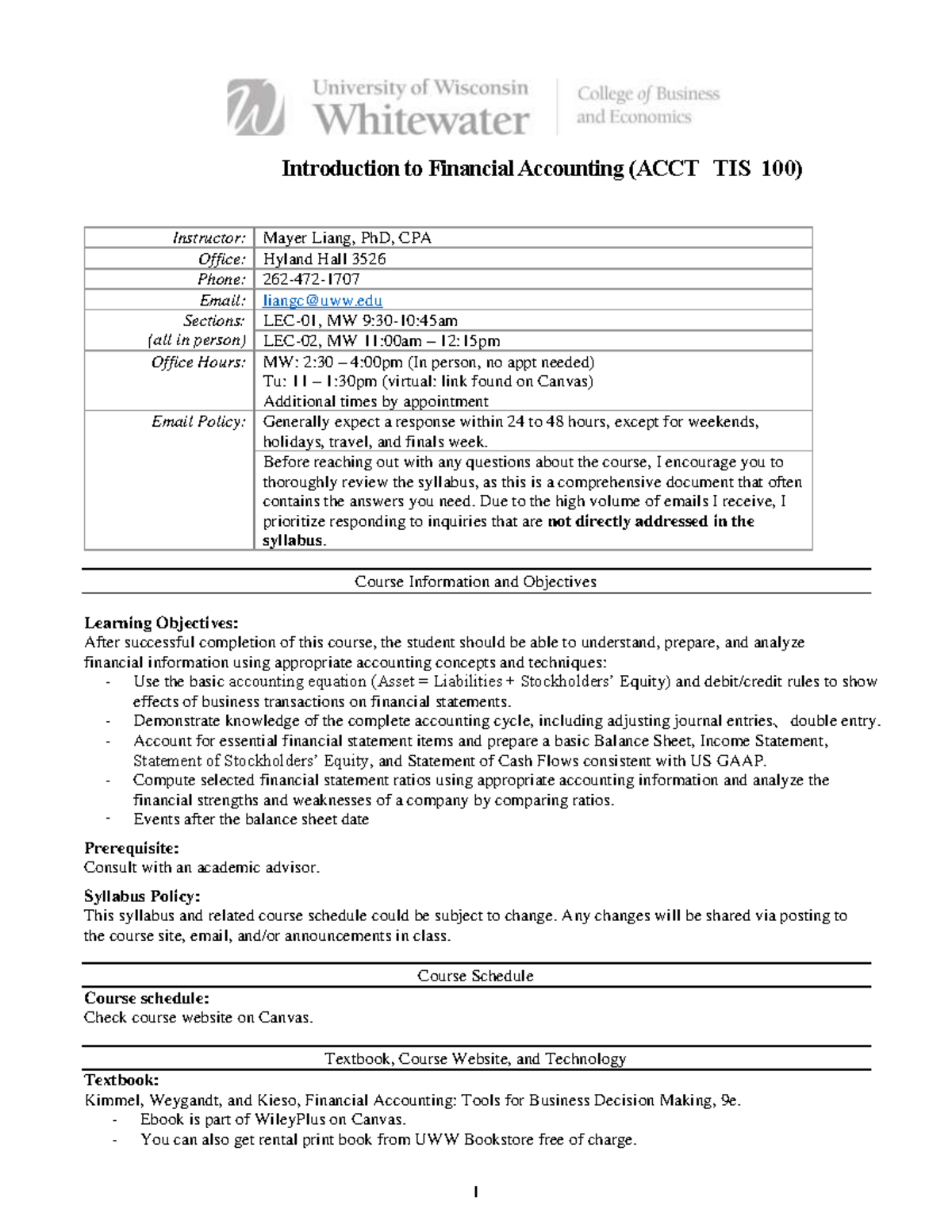 ACC TIS 100 Intro Financial Accounting - Introduction to Financial ...