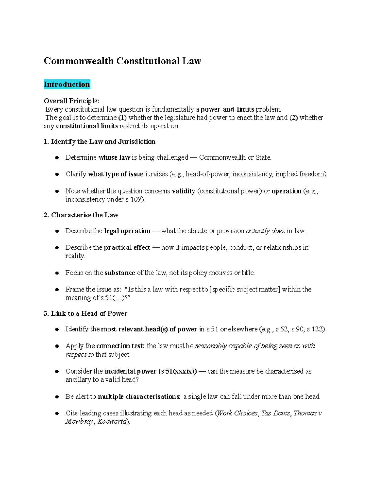 Commonwealth Constitutional Law Exam Notes: Key Concepts & Analysis ...
