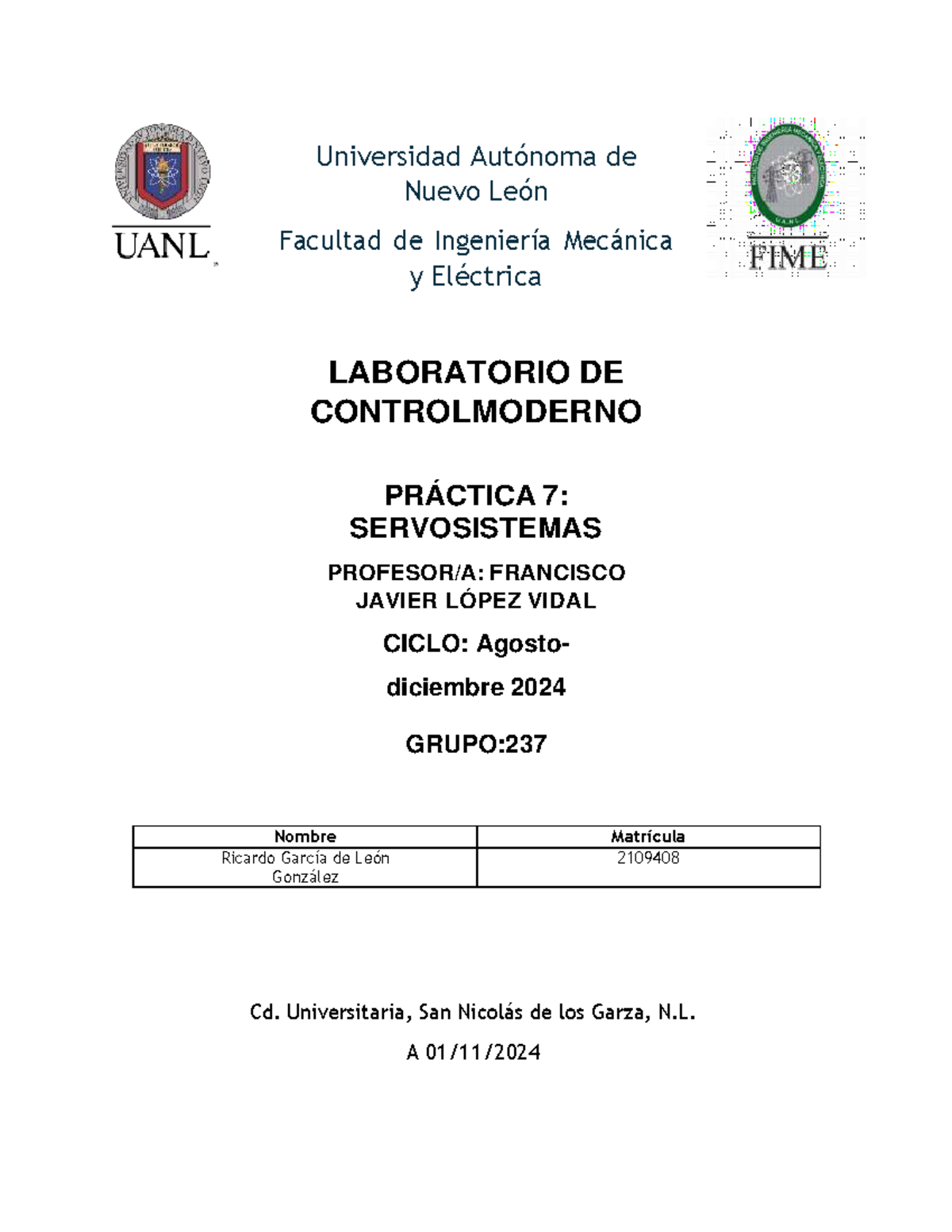 Practica 7 de CM lab - Universidad Autónoma de Nuevo León Facultad de ...