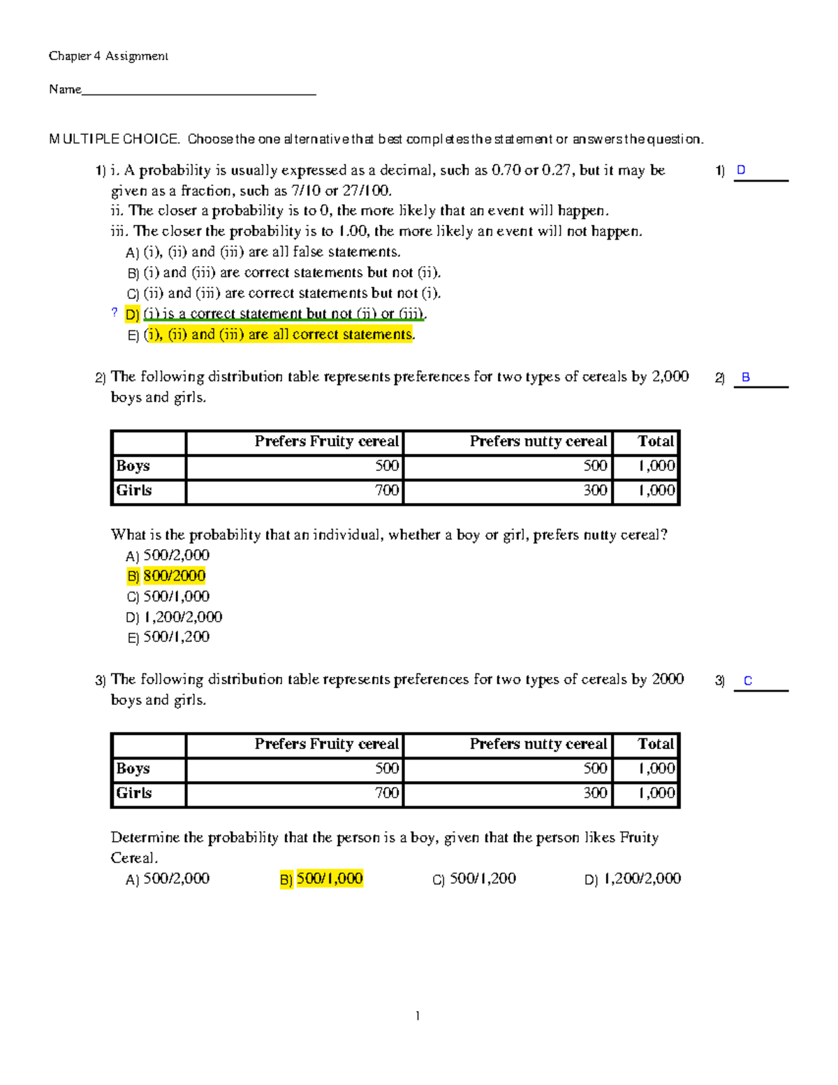 Chapter 4 Assignment -1: Probability and Statistics Concepts - Studocu