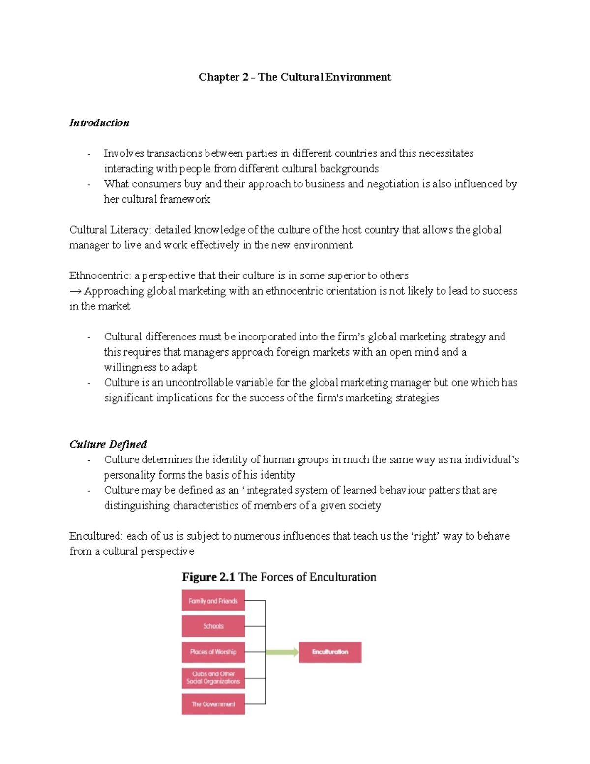 Chapter 2: The Cultural Environment in Global Marketing - Studocu