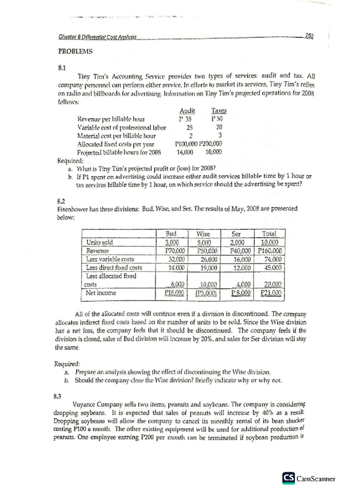 Chapter 8 Differential Cost Analysis - Strat Cost 252 Problems - Studocu
