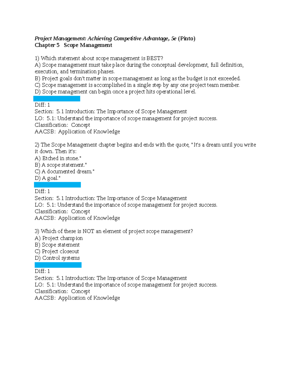 Chapter 5: Scope Management - Project Management Insights (PMT 101 ...