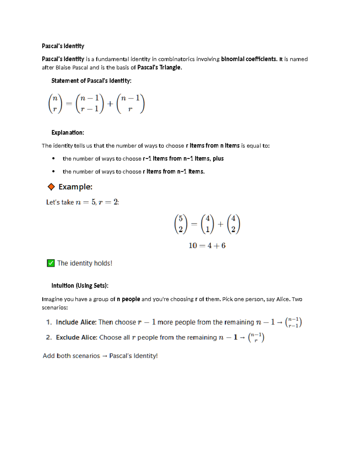 Pascal Identity in Combinatorics: Understanding the Binomial Theorem ...