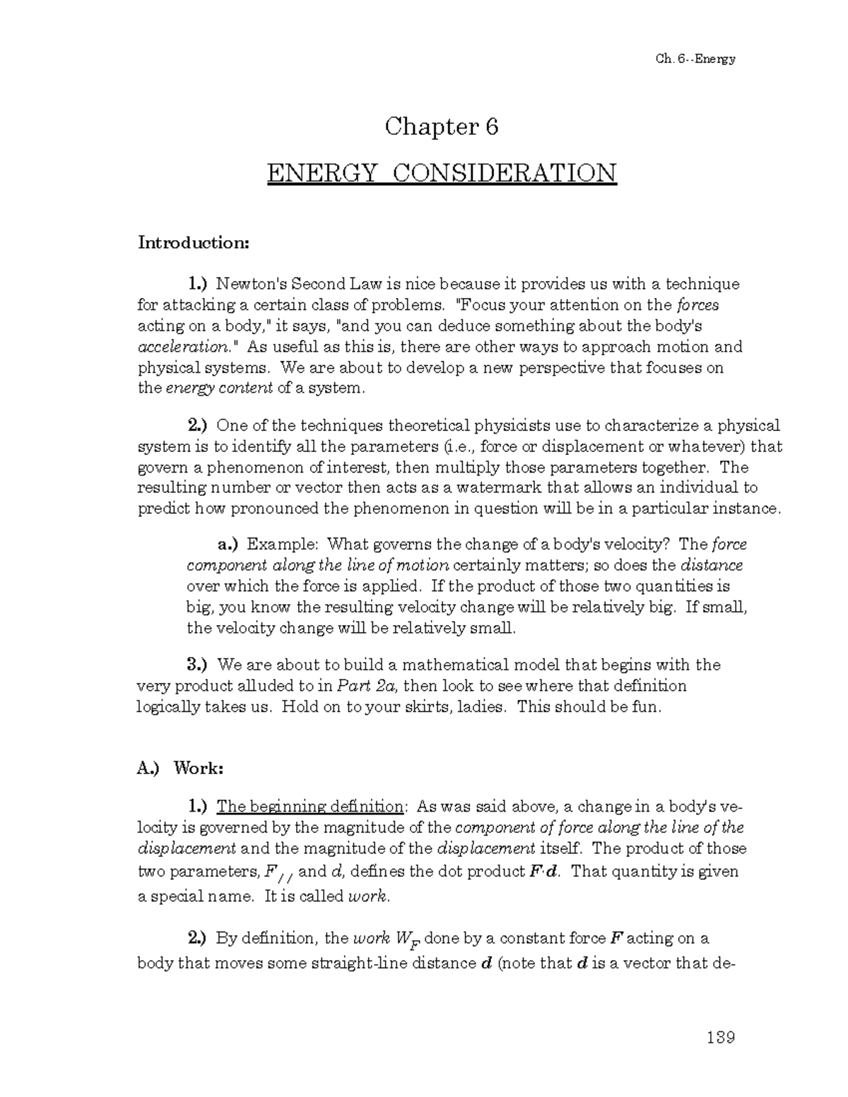 Chapter 6 - Energy Considerations and Work/Energy Theorem Analysis ...