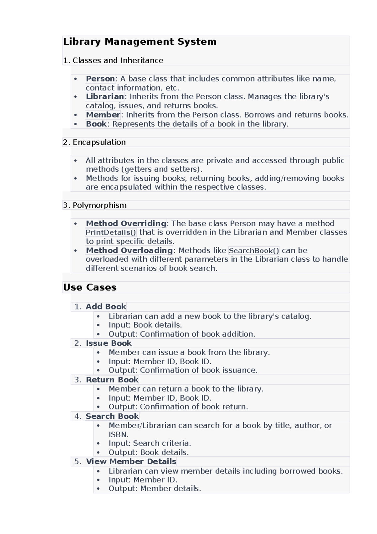 Library Management System Overview and Class Structure - Studocu