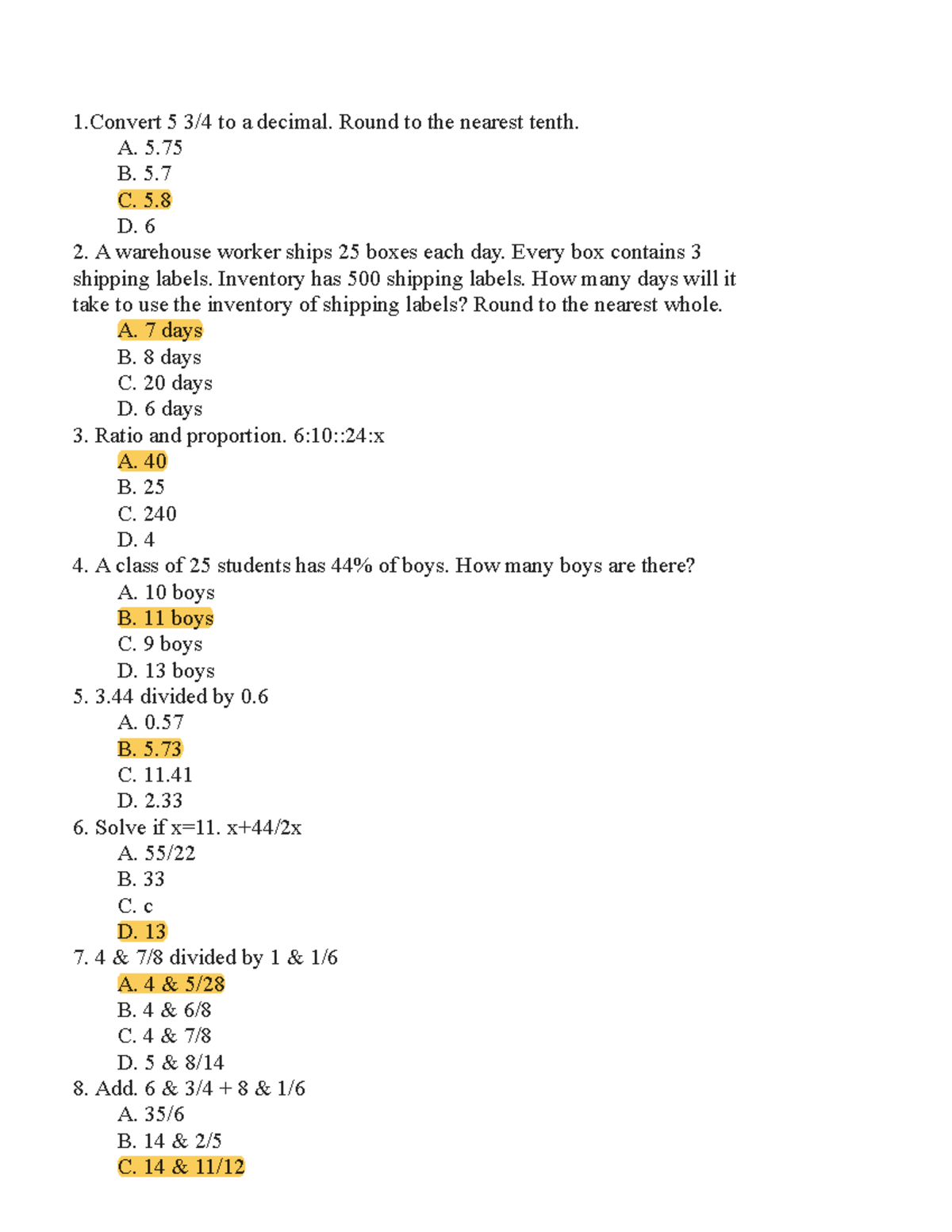 HESI Math Practice Questions and Solutions - Studocu