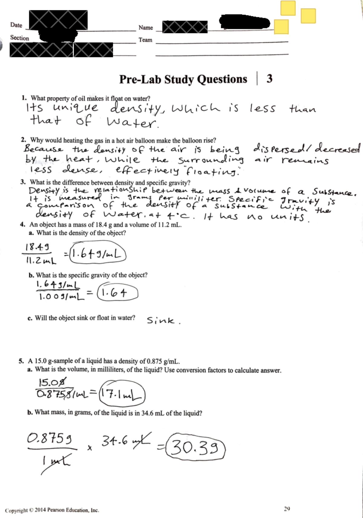 Lab 3 chem 4 copy - Lab 3 in Fundamentals of Chemistry (got A 