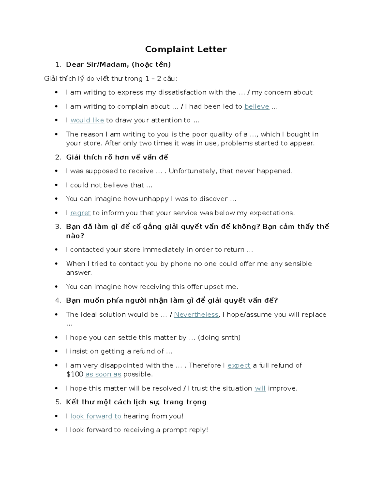 Complaint Letter - Issues with Product Quality and Service - Studocu