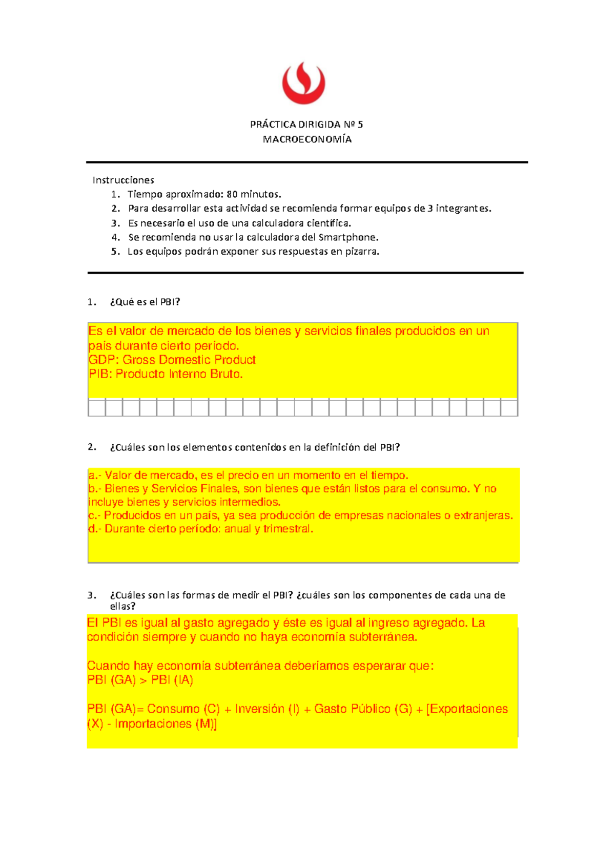 AF133 - Macroeconomía - Práctica Dirigida 05: PBI y Ciclos Económicos ...